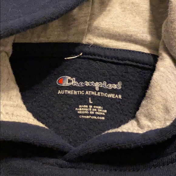 Boys Large Champion Sweater hoody Navy Blue - Picture 2 of 2